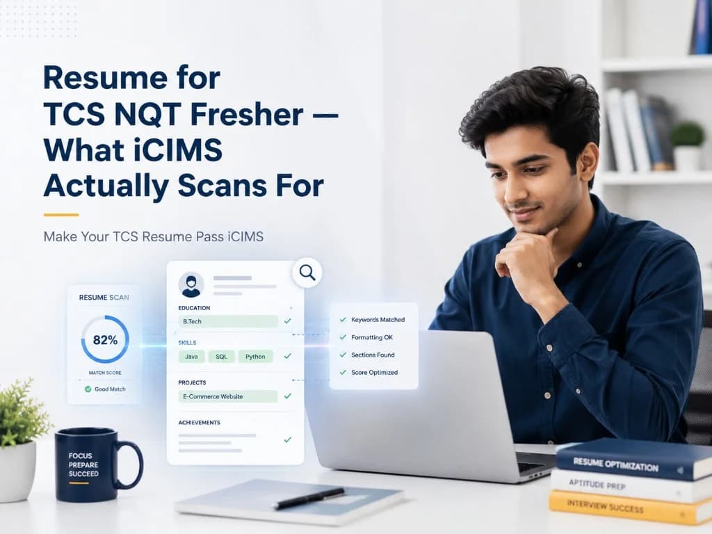 TCS NQT fresher resume format guide for iCIMS ATS screening