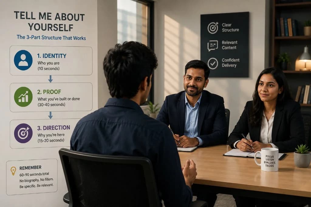 How to answer tell me about yourself in fresher placement interviews in India