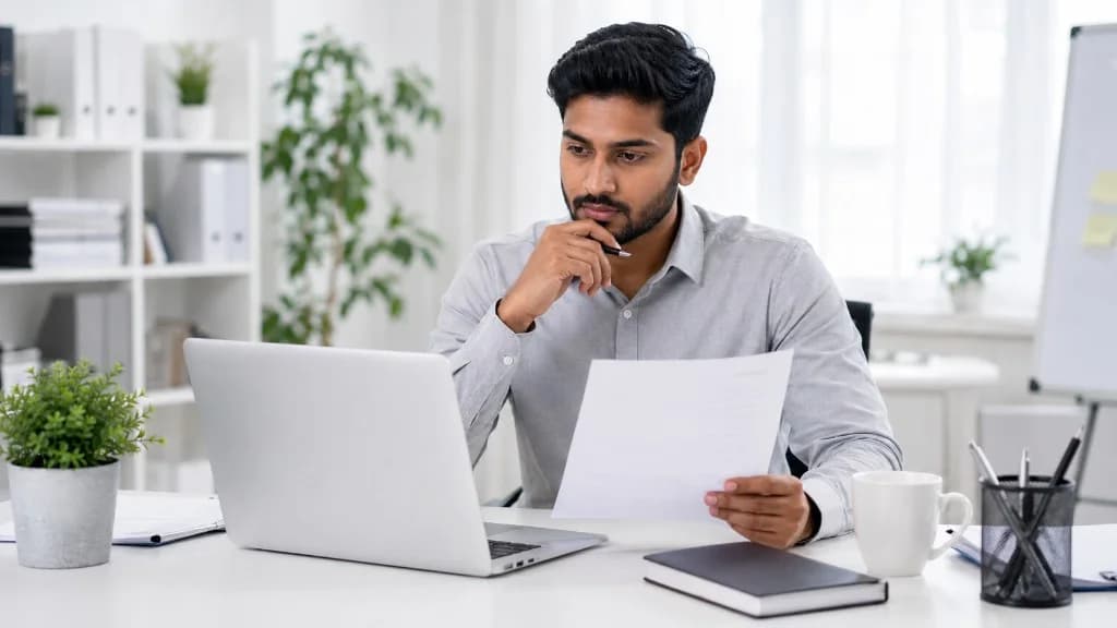 Job seeker reviewing a printed resume against a laptop screen — how to test if your resume passes ATS before you apply