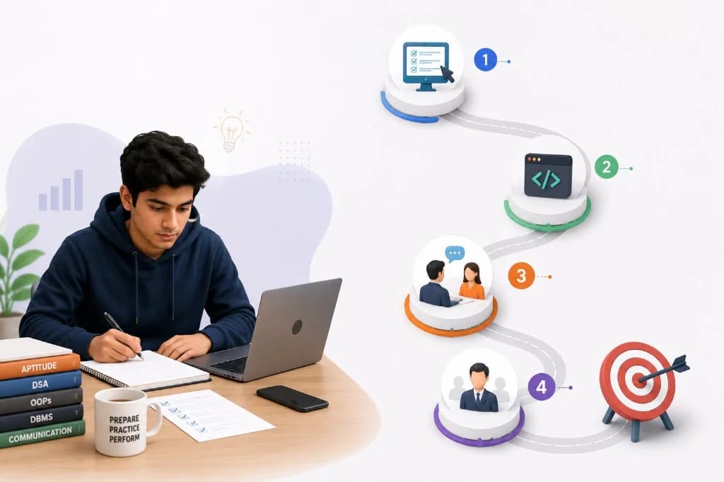 Interview preparation for freshers in India — online assessment, technical and HR rounds guide