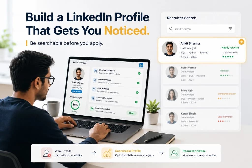 LinkedIn profile tips for freshers in India — headline, summary, and recruiter visibility
