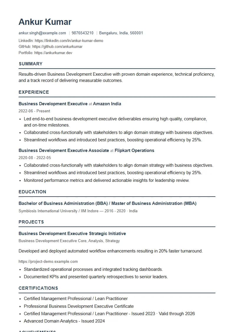 Business Development Executive Resume Example using Silicon Teal Meridian template layout