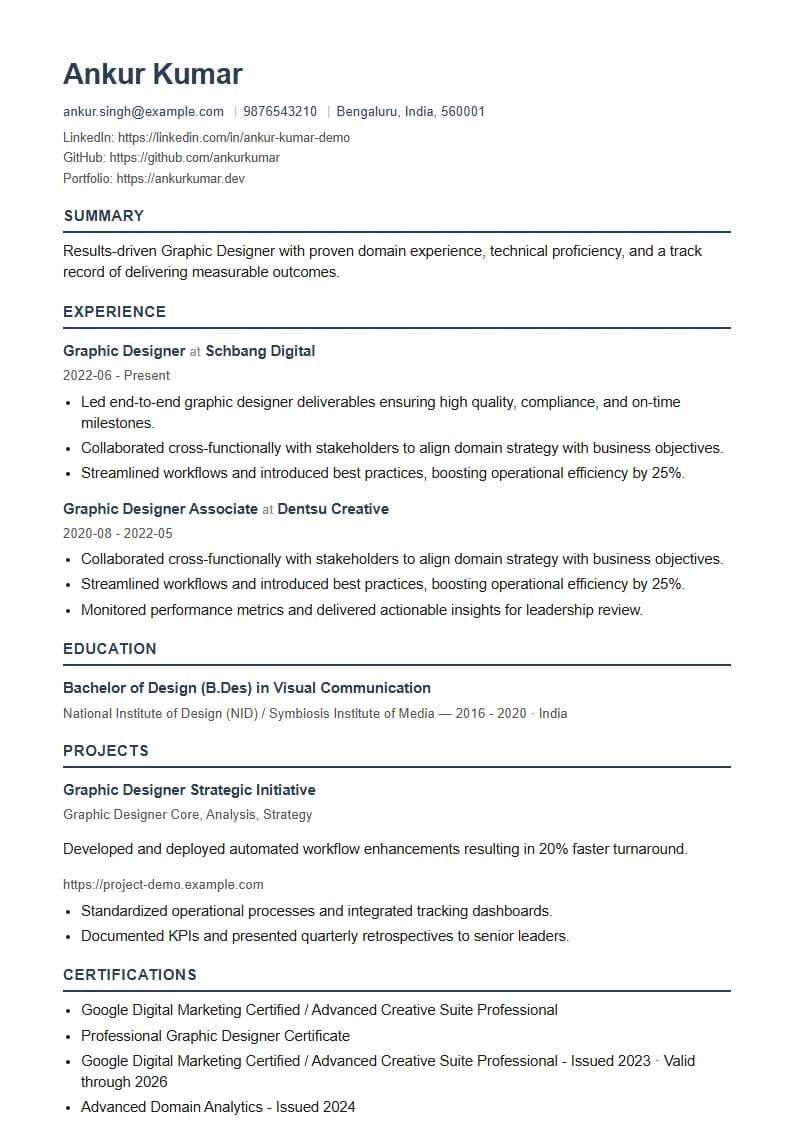 Graphic Designer Resume Example using Silicon Teal Meridian template layout